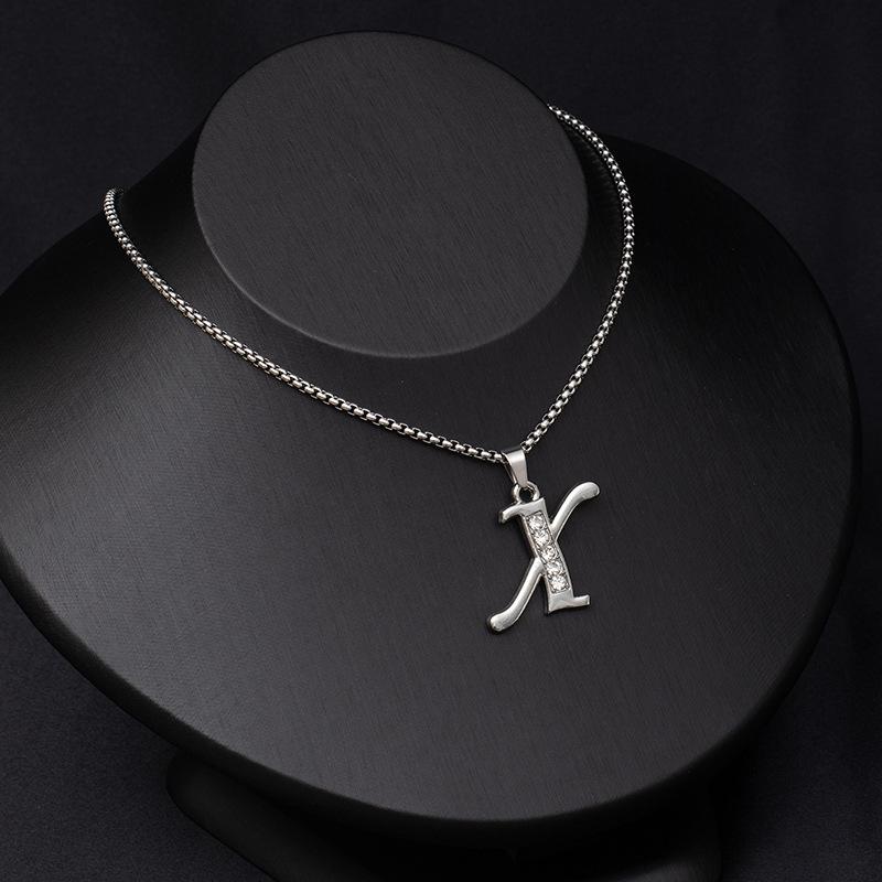 Shiny Rhinestone A-Z Letters Necklace Alphabet Initial Pendant Women Men English Letter Trendy Jewelry Gift