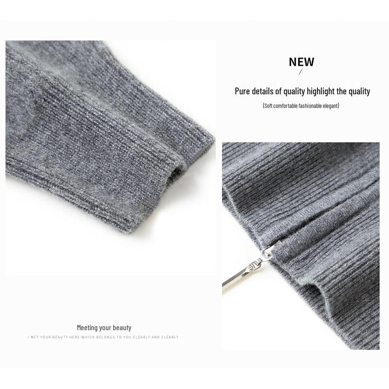 TUHUANG Women's Thick Pure Cashmere Stand Collar Cardigan