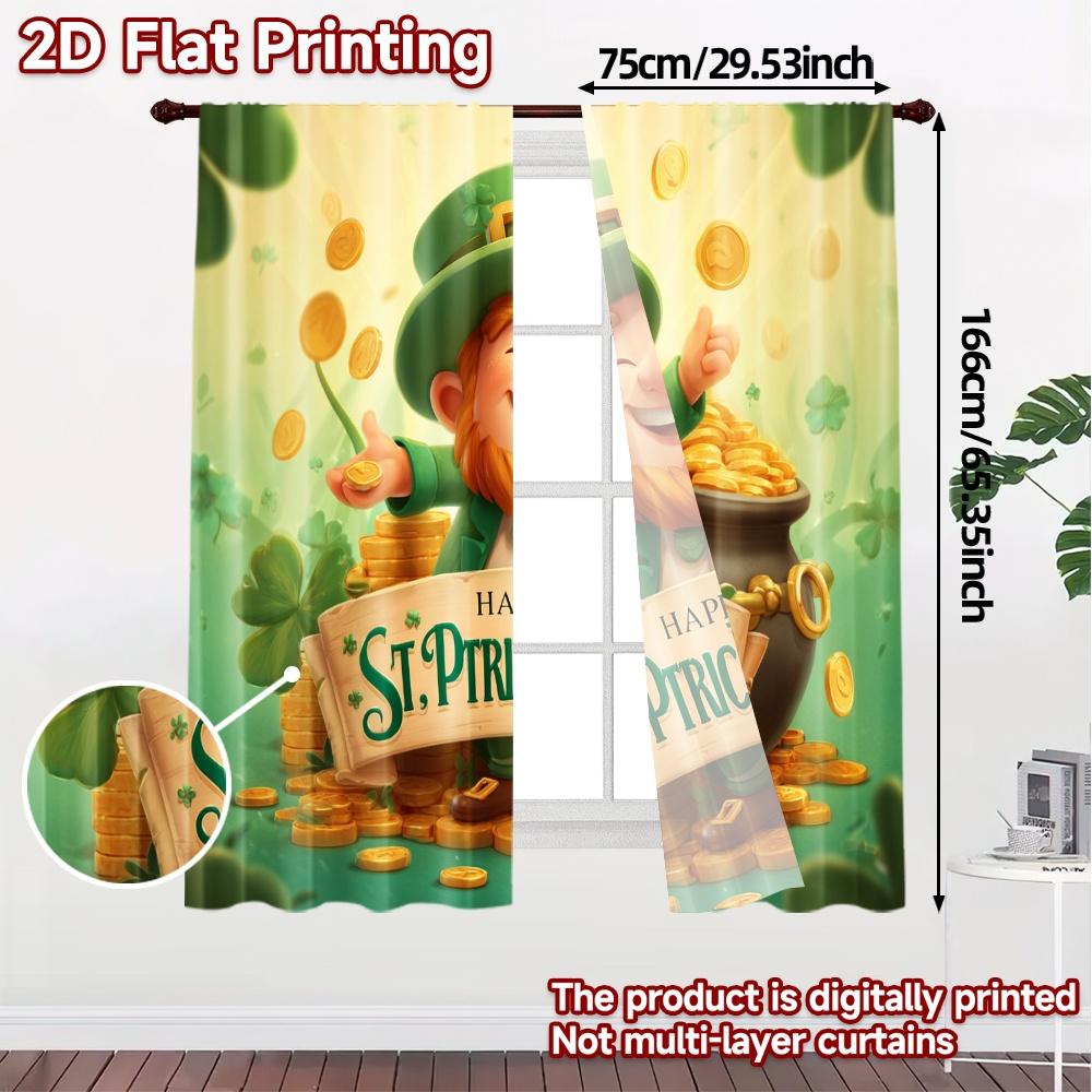 Flat Printing Curtains Without Rod Stpatrickcoins Chic Digital Printed Versatile Polyester Fabric Curtain Set Of 2 Made Washable