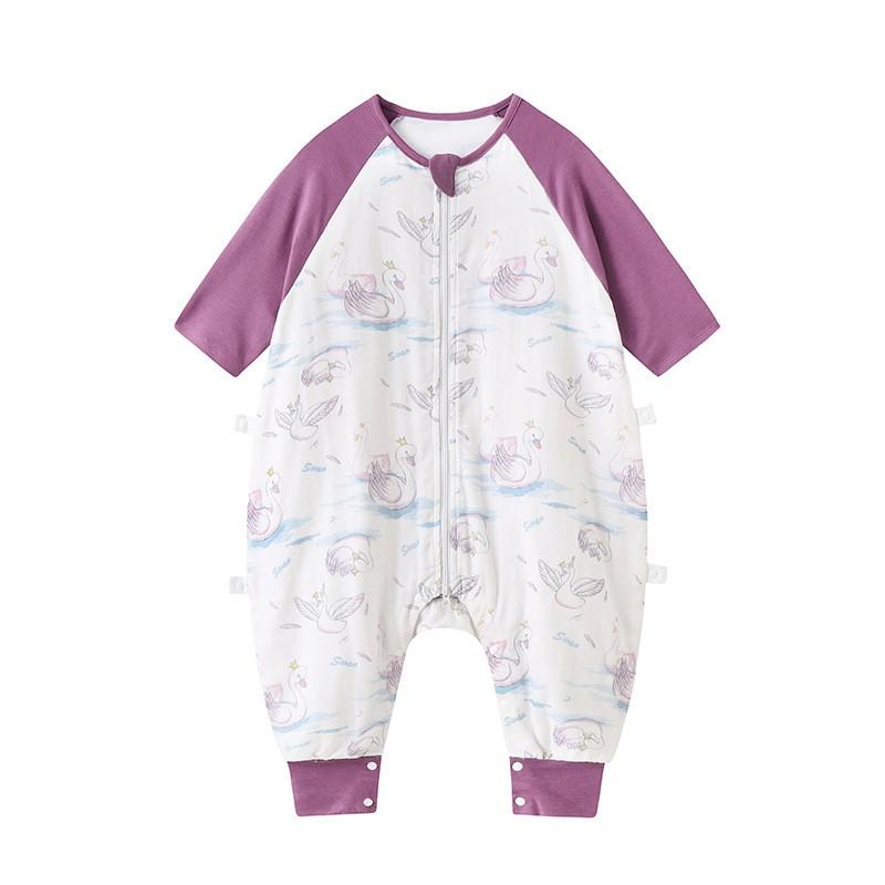Bamboo Fiber Baby Sleep Sack With Short Sleeves Toddlers 1-3 Years Lightweight Breathable Cotton-Lined Sleeping Bag AC