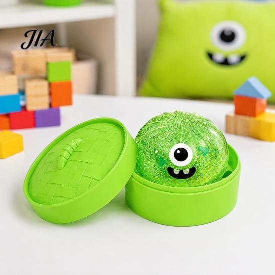 Dumpling Squeeze Toys 1/4/5Pcs Halloween Toy with Steamer Box, Cartoon Glitter Steamed Bun Stress Ball Fidget Relief Toy, for Home Office