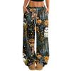 Women's Casual Halloween Print Loose Wide Leg Pants with Elastic Waist and Drawstring