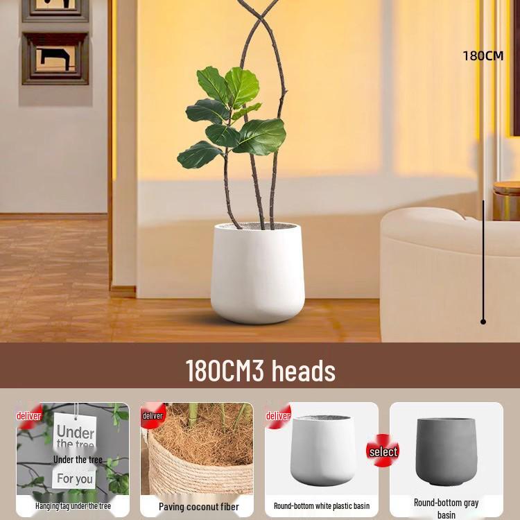 Large Potted Fiddle-Leaf Fig: Luxury Faux Green Plant for Living Room Decor