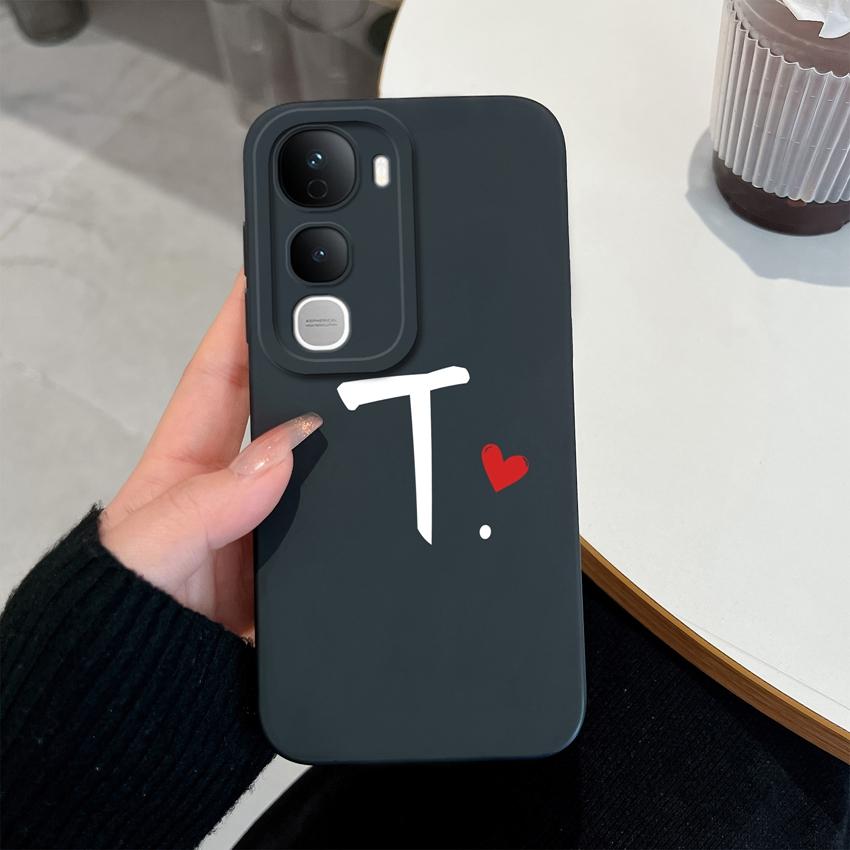 For Vivo Y400 Pro Y100 Y200e Y02 Y03 Y04 Y28 Y29 Y29S Cute Art Letter Phone Case Lens Protection Liquid Silicone Shockproof Soft Covers For Vivo Shell