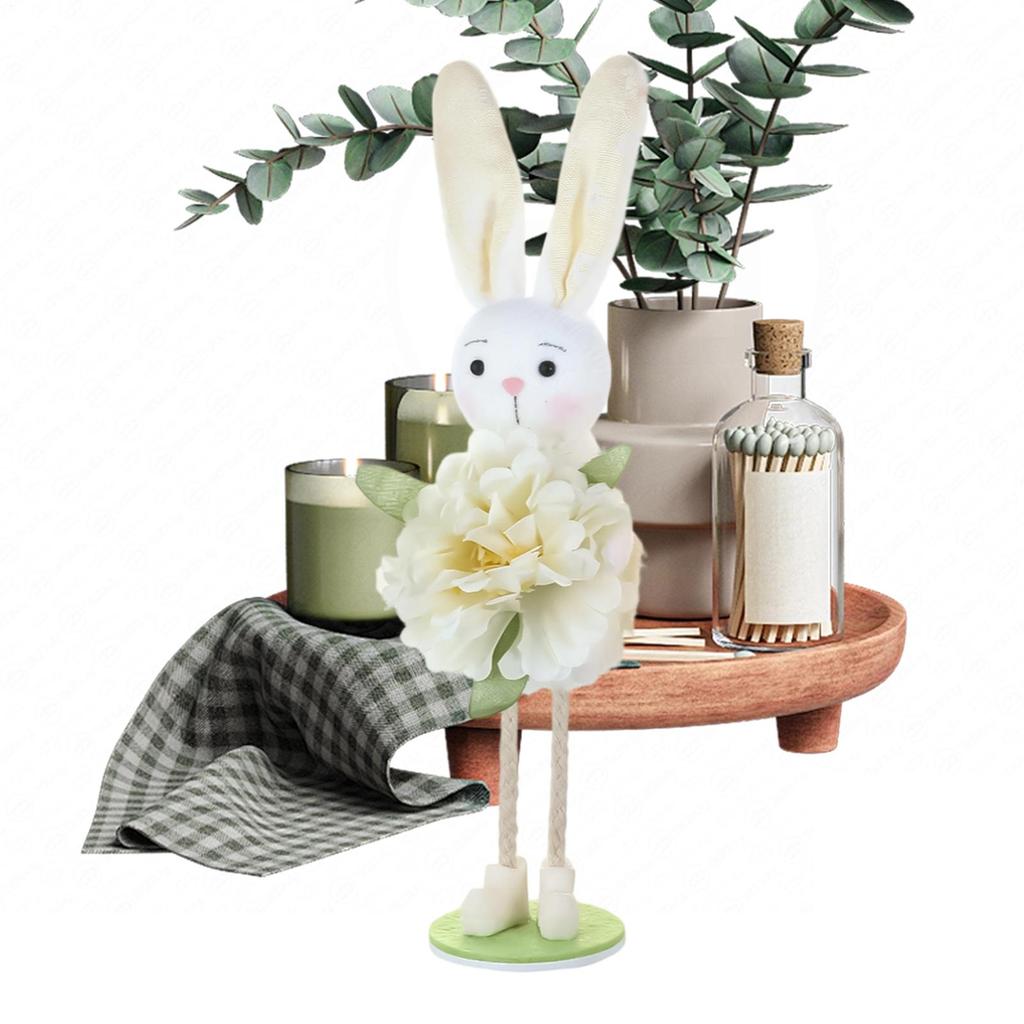 Easter Standing Bunny Figurines Cute Standing Rabbit Spring Flower Home Decor Living Room Ornament Kids Gift Flower Decoration