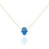 Vlen Evil Eye Fatima Hamsa Hand Pendant Necklace with 18K Gold Plated Chain Boho Style Fashion Jewelry for Women Girls Gifts