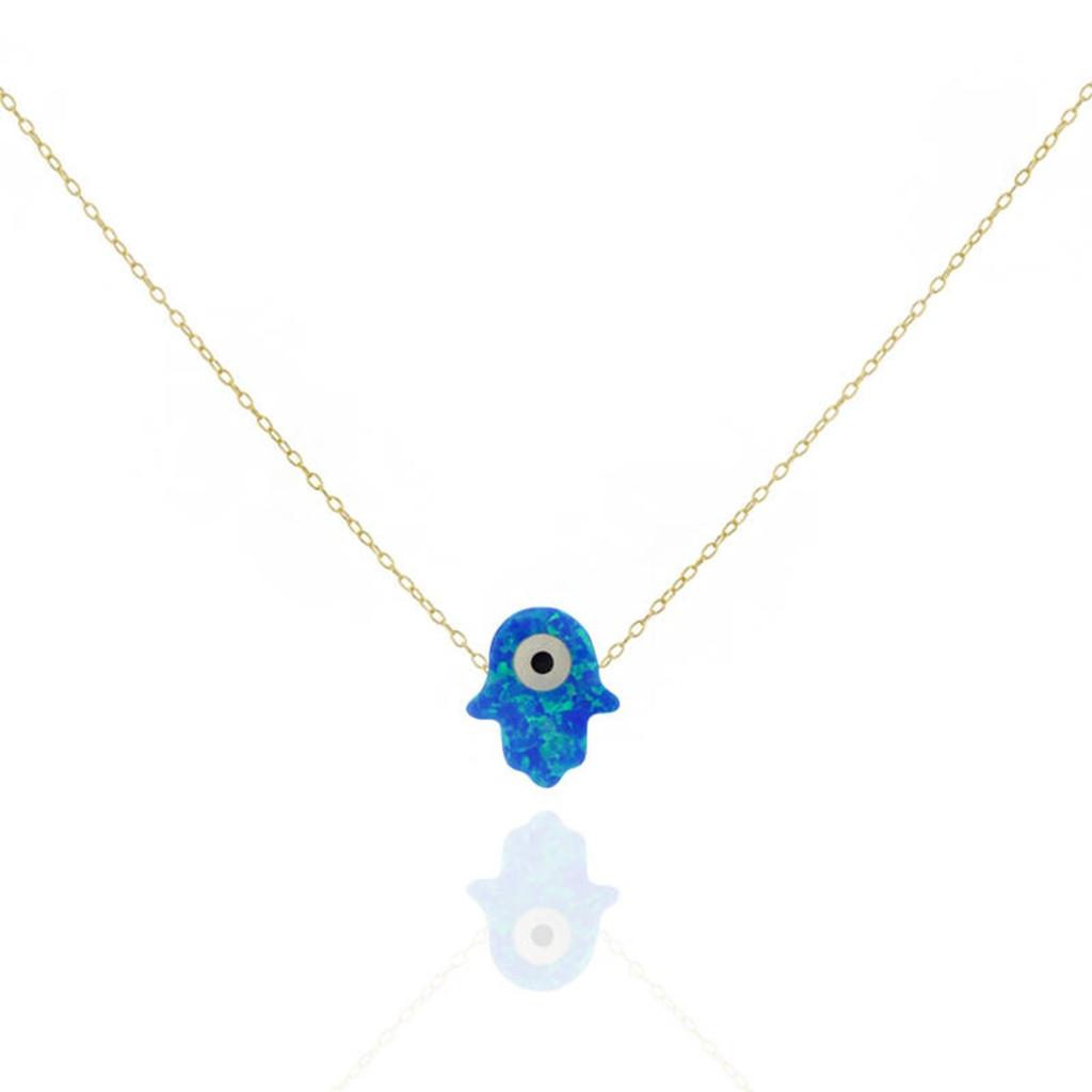 Vlen Evil Eye Fatima Hamsa Hand Pendant Necklace with 18K Gold Plated Chain Boho Style Fashion Jewelry for Women Girls Gifts