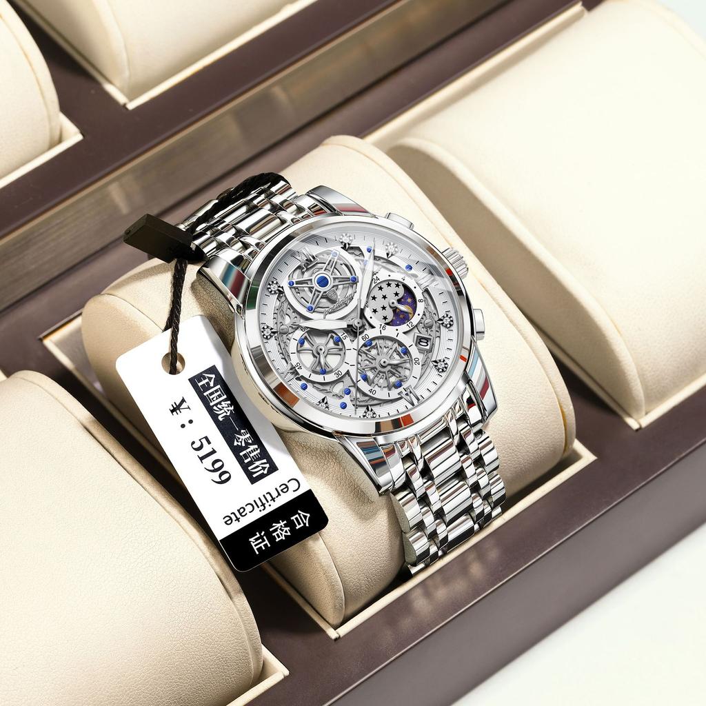 Luxury Hollow Men'S Watch Waterproof Luminous Quartz Watch
