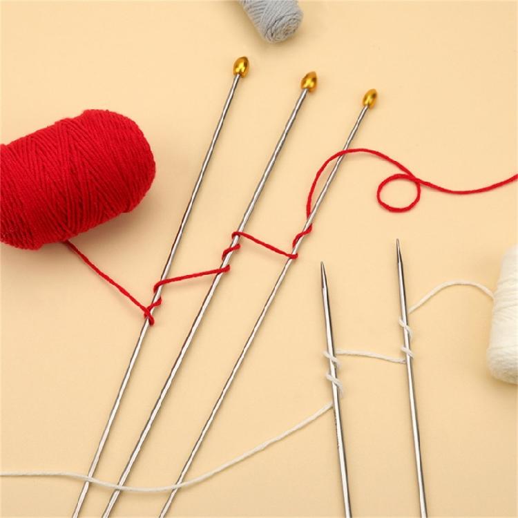 7Pcs Double Pointed and Single Pointed Knitting Needle Set Long Stainless Steel Straight Knitting Needle for Knitting