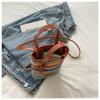 Color Striped Bucket Bag Leather Top Handle Daily Mobile Phone Purse Stripes Woven Crossbody Bag Small Luxury Small Square Bags
