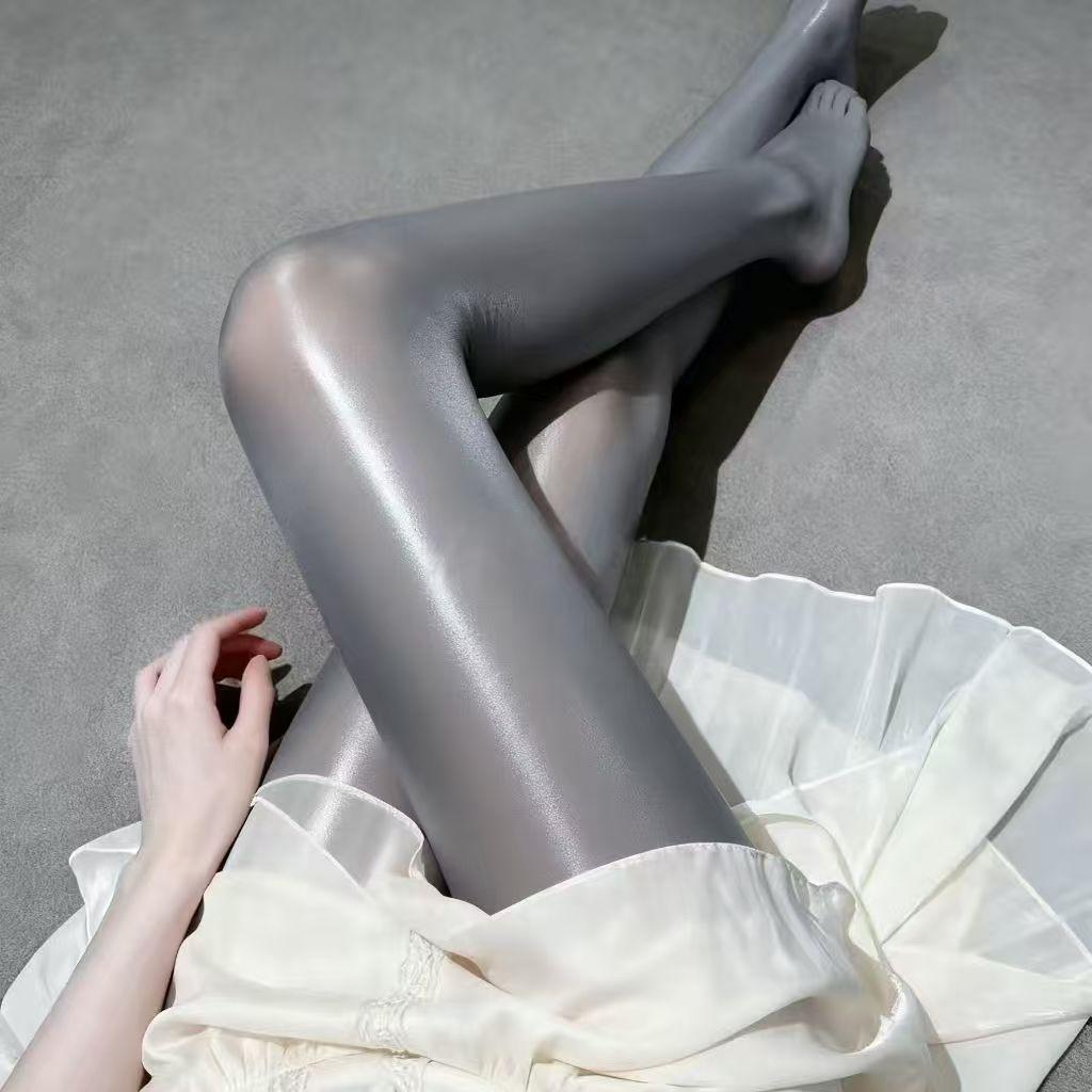 4 Farben zur Auswahl 8D Glänzende Öl-Strumpfhosen Glänzende Strumpfhosen Glatt Anti-Haken Sexy Strümpfe Party-Strumpfwaren One Size white