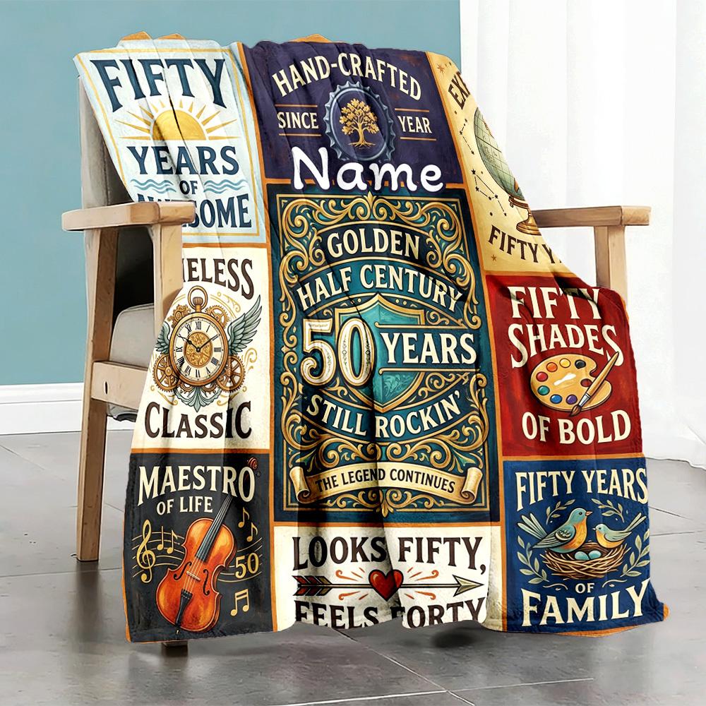 Customize Your Name Home Blanketss Golden Anniversary Edition Celebrate 50 Years Of Love With Comfort Softness And Versatility For All Seasons Perfect