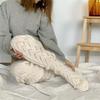 Damen Winter Beinwärmer Ausgestanzt Gestricktes Muster Oberschenkelhohe Stiefelsocken Einfarbige Über dem Knie Lange Strümpfe