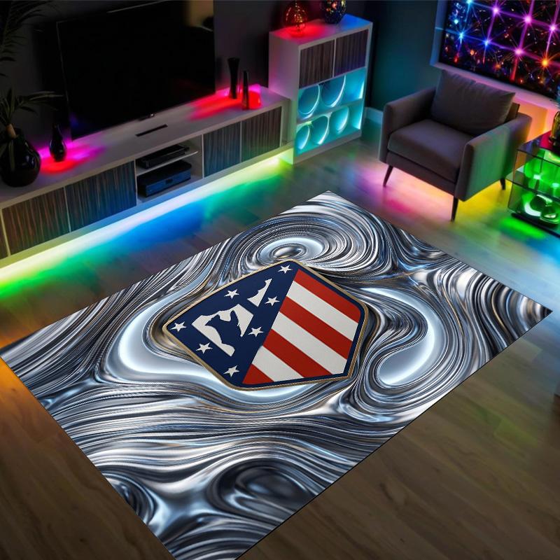 Atletico Madrid Design Crystal Velvet Carpet Cozy Non?Slip Printed Rug For Bedroom Living Room Entrance