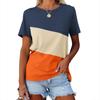 Minimalist Color Blocked Digital Printed Women's Fashionable Comfortable Loose Street Style Round Neck Short Sleeved T-shirt