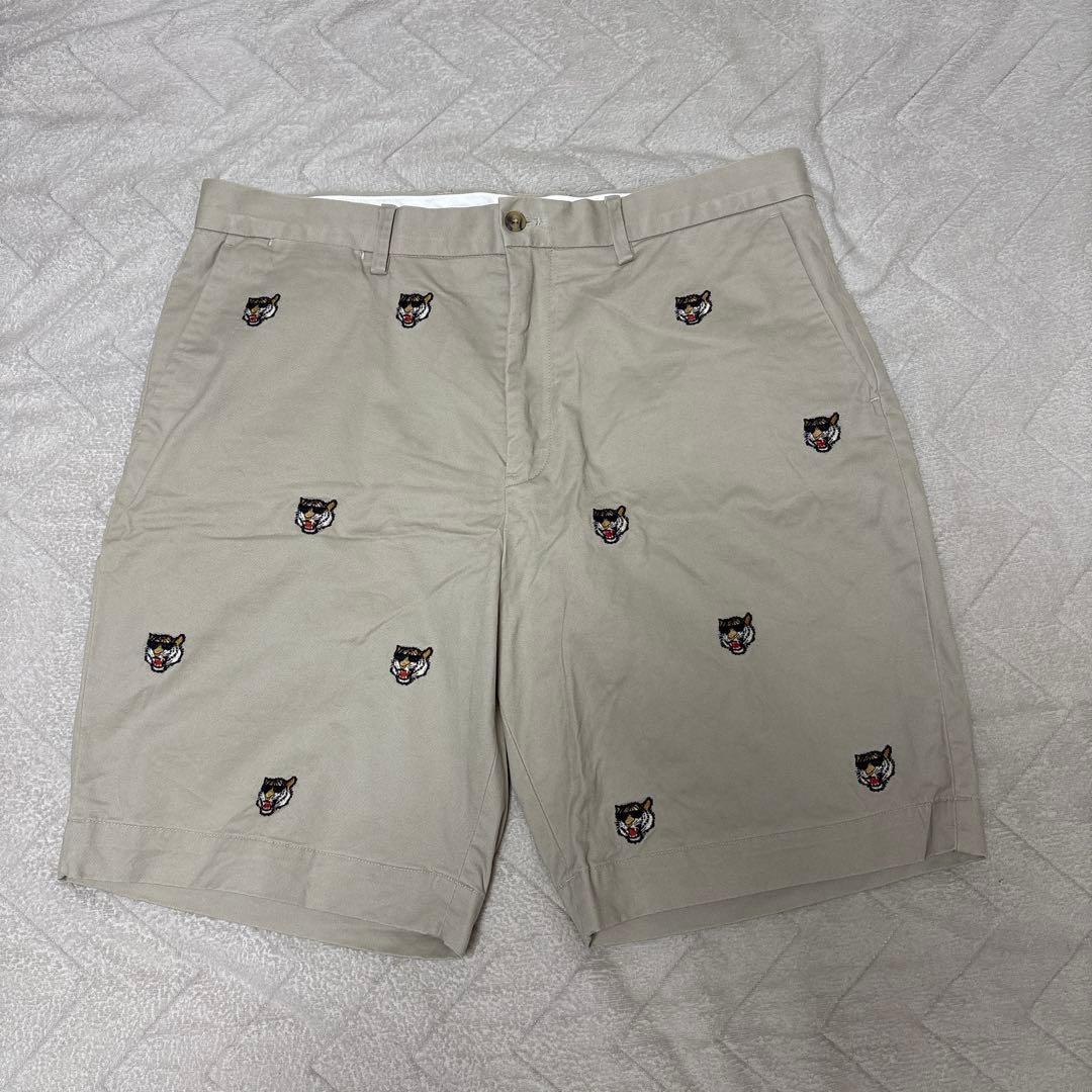 Used Sunglasses Tiger Embroidery Shorts Beige