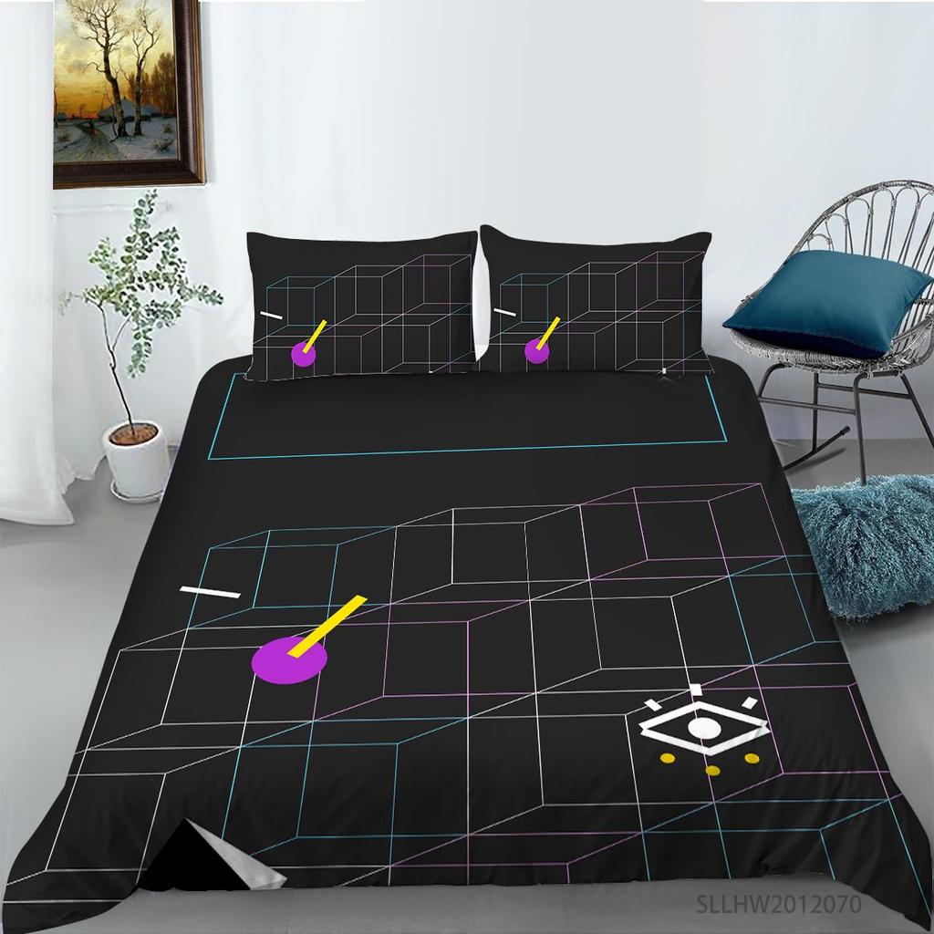 Literie graphique 3D motif coloré housse de couette et taie d'oreiller 2 ou 3 morceaux de tissu en microfibre avec fermeture éclair lavable super doux décoration de la maison