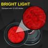 4Pcs 4" Round Red LED Trailer Tail Lights, Grommet Plug 12 LED Waterproof Stop Turn Signal Stop Brake Trailer Lights For Tractor Truck Bus Lorries