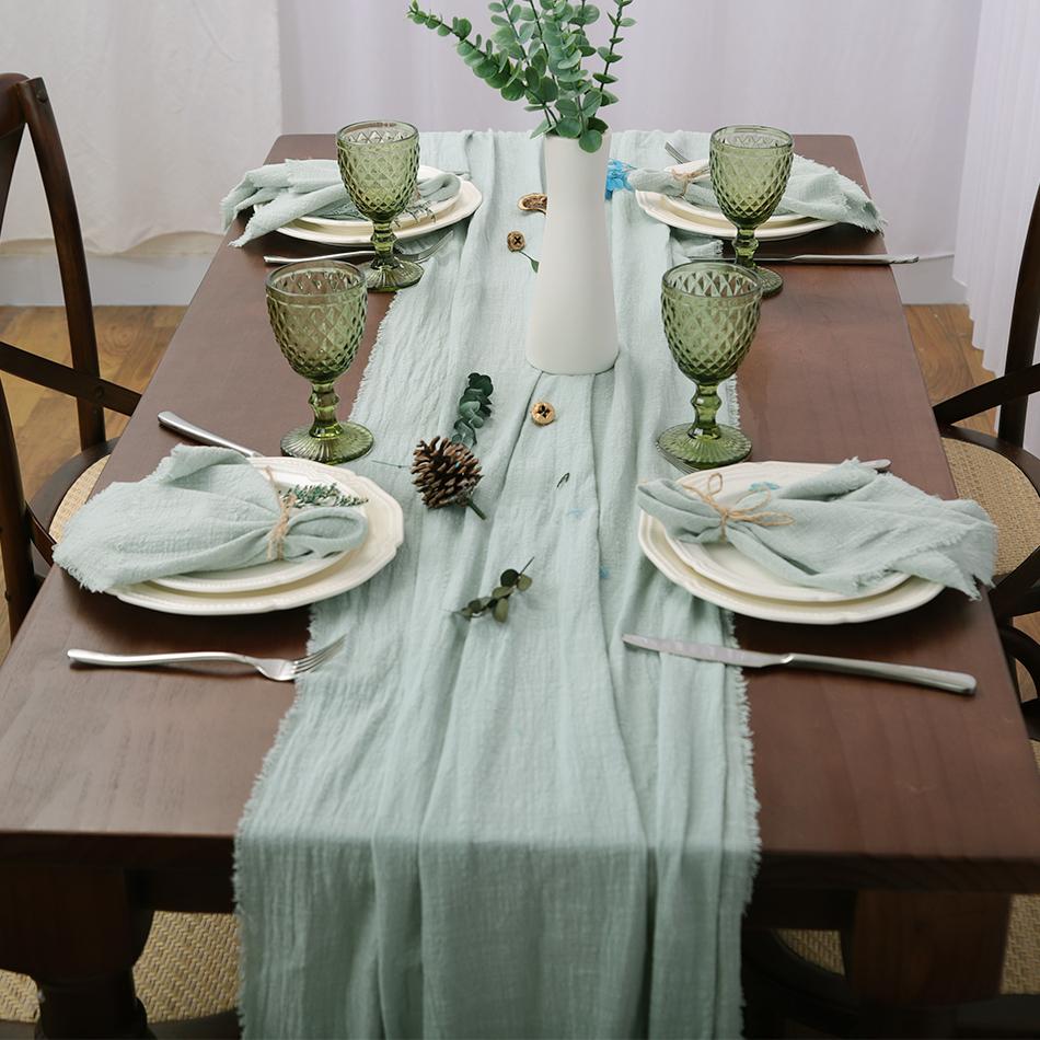 Hochzeitsdekoration Tischläufer, Natürliches Rohkanten-Design, Teetisch Stuhl Dekoration, Perfekt für Hochzeit Geburtstag Party Feiertag