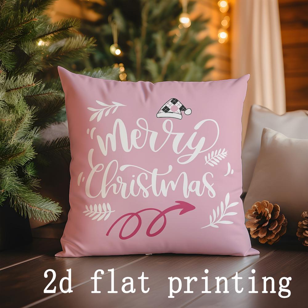

Home Decor Merry Christmas Decorative Cushion Covers Pattern Cushion Cover Suitable for Sofa Bedroom Car Pillow Cover 16x16Inch