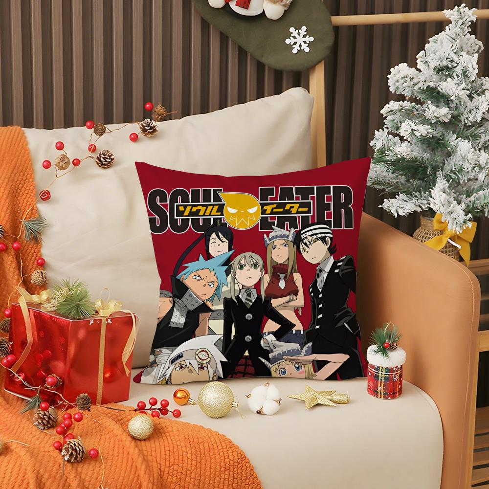 

Hot Anime S-Soul EaterS Pillow Case Anti-dustmite Pillow Invisible zipper silky short plush Sofa cushion cover 30X30cm