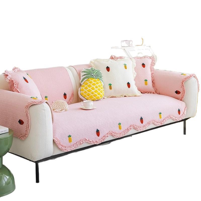 Cotton sofa cushion, simple modern fruit non-slip living room combination sofa cover towel, universal in all seasons