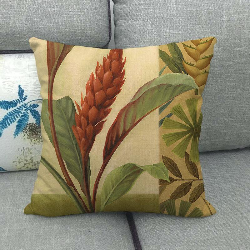 Palm Tree Leaves, Turtle-Back Bamboo Plant Digital Printing Short Plush Pillow Covers For Sofa Office Cushion Cover Home Goods