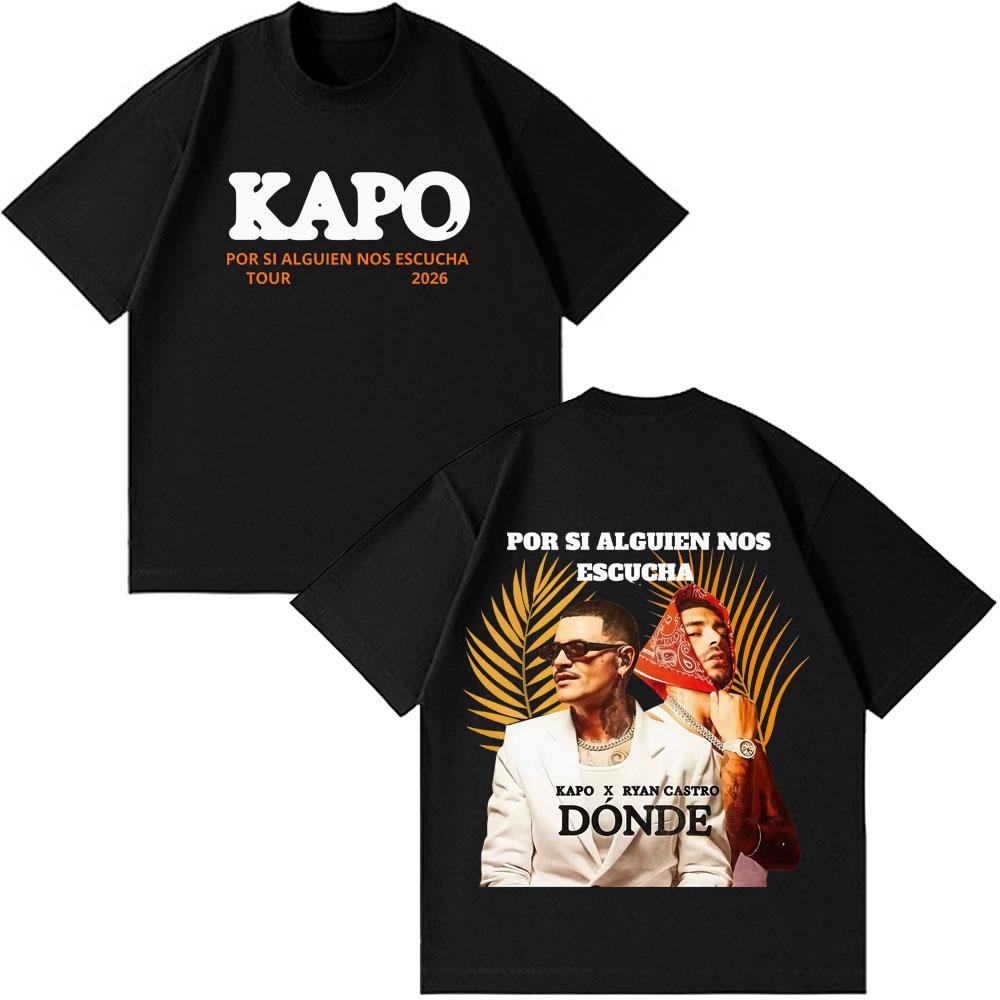 

Rapper Kapo Por Si Alguien Nos Escucha Album Tour 2026 Print T Shirts Men Women Fashion Tshirt Loose Vintage TShirts Fan Gifts 4XL
