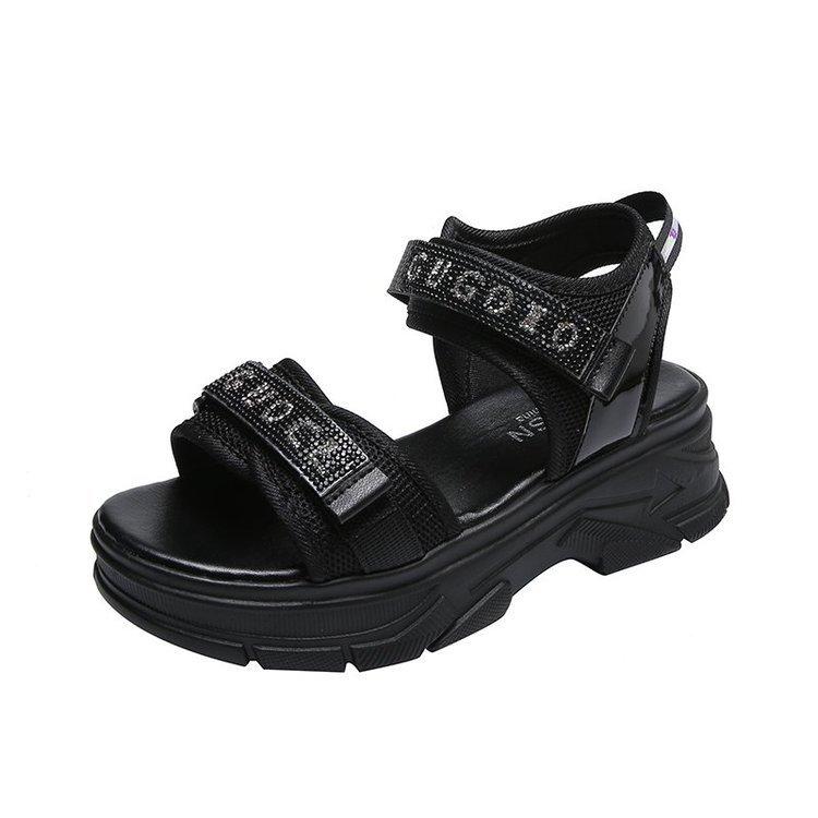 

Sports dad sandals women s ins tide 2025 summer new trendy with platform Velcro Roman beach shoes children 35 чёрный