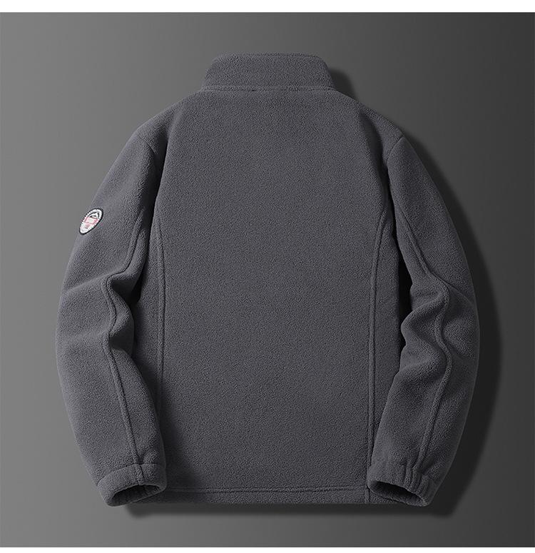 Men's Plush Fleece Jacket - Thick, Warm, Windproof Cardigan for Autumn/Winter with Stand Collar.