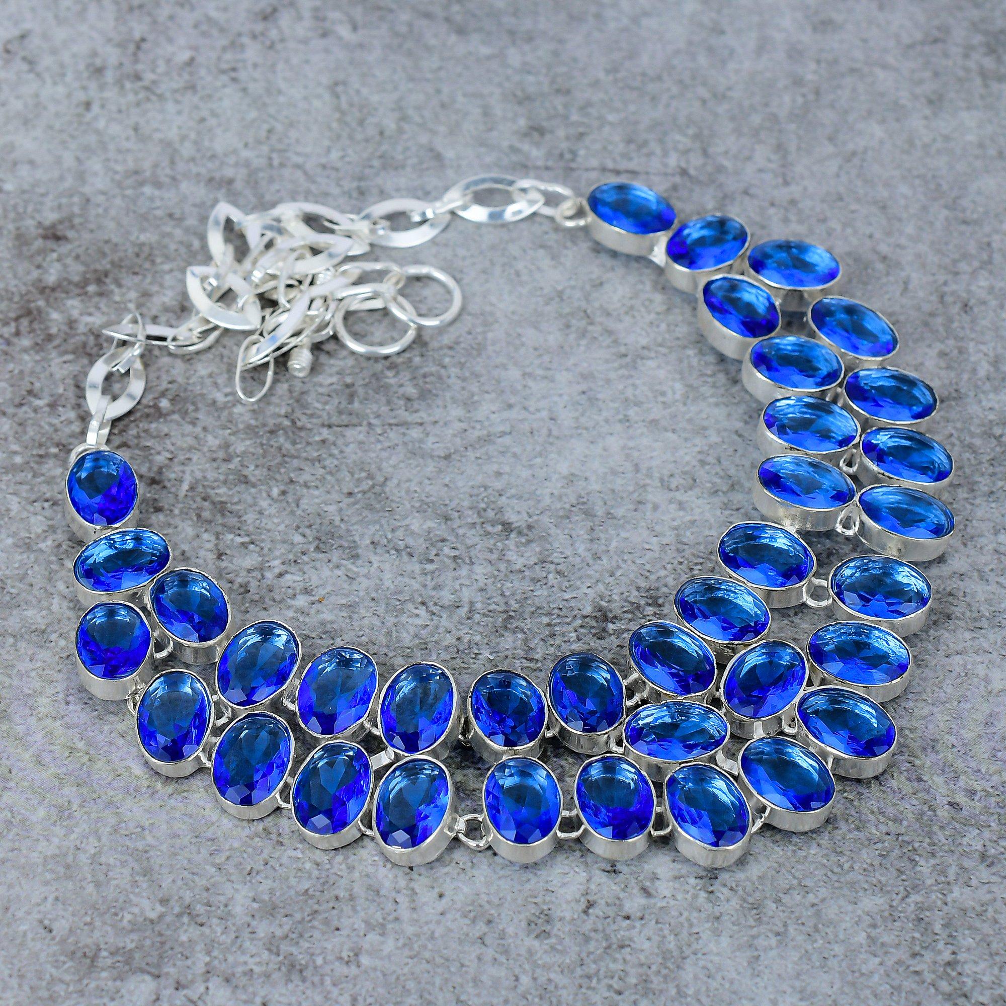 

Tanzanite Quartz Gemstone Handmade 925 Sterling Silver Jewelry Necklace 18 M-325