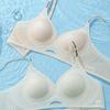 Thin Ice Silk Seamless Lingerie Women's Gathering Bra Thin Letter Shoulder Strap Breathable Bra Push Up Bra