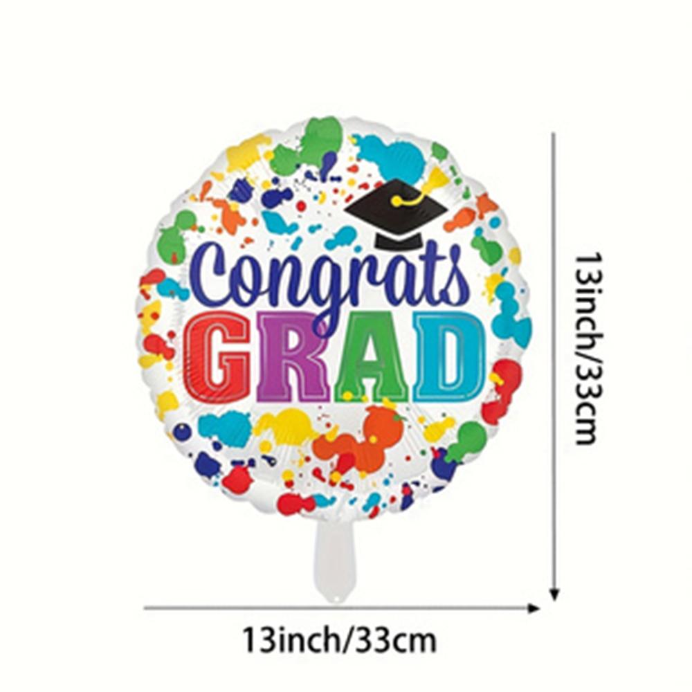 10-Pack of Happy Graduation Balloons, 18inch Happy Graduation Round Balloons, Round Foil Balloons, 5 Styles with 2 of Each, Suitable for Graduation