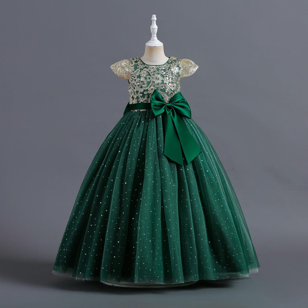Girls' Sleeveless Sequin Flower Girl & Party Dress - Floor-Length Princess Gown