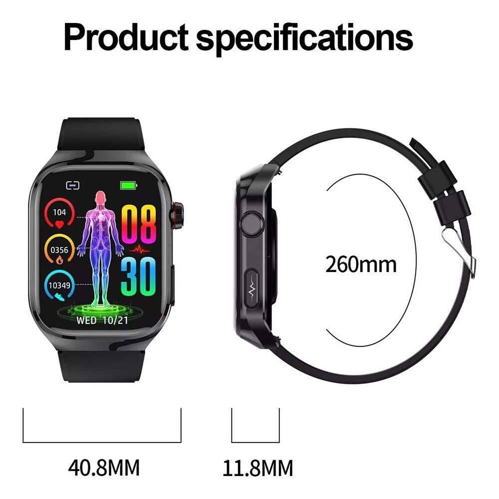 SACOSDING Smartwatch ECG+PPG Połączenie Bluetooth 2,04” HD Tętno Tlen we Krwi Ciśnienie Krwi Temperatura Ciała Sport Fitness Smartwatch