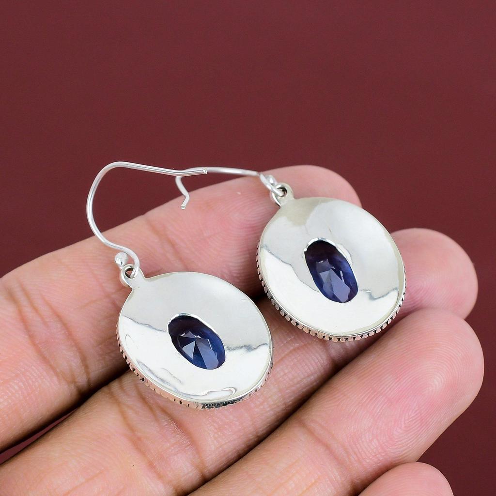 Faceted Tanzanite Quartz Earring Natural Gemstone Earrings 925 Sterling Silver Earring Vintage Dainty Jewelry Handmade Earring Gifts For Her