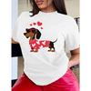 Plus Size Women's T-Shirt Colorful Puppy Print Crew Neck Short Sleeve Summer Casual Comfort Top