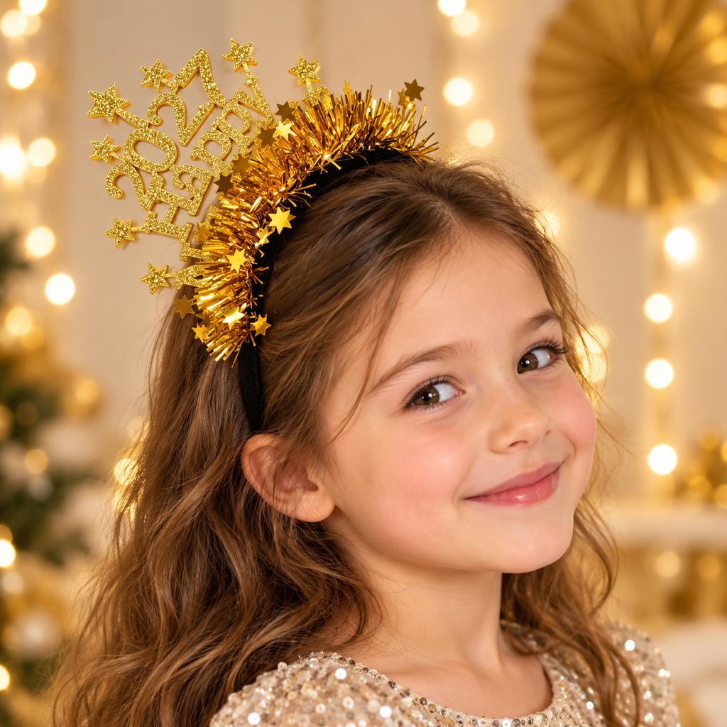 Party Photo Prop Dimensional Kids Party Headband Happy New Year Headband Black Fabric-Covered Stage Performance Headband