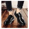 Fashion Derby Leather Men Shoes White Brogue Lace Up Solid Simple Dress Business Casual Party Wedding Flat Shoes For Man