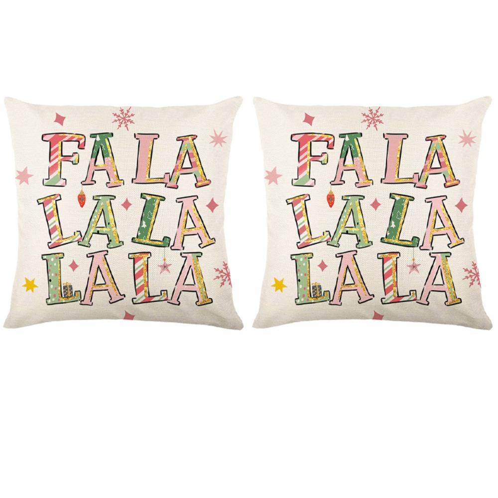 2Pcs 45x45cm Flax Cushion Cover Soft Sofa Pillowcase Merry Christmas Cushion Cover  Christmas