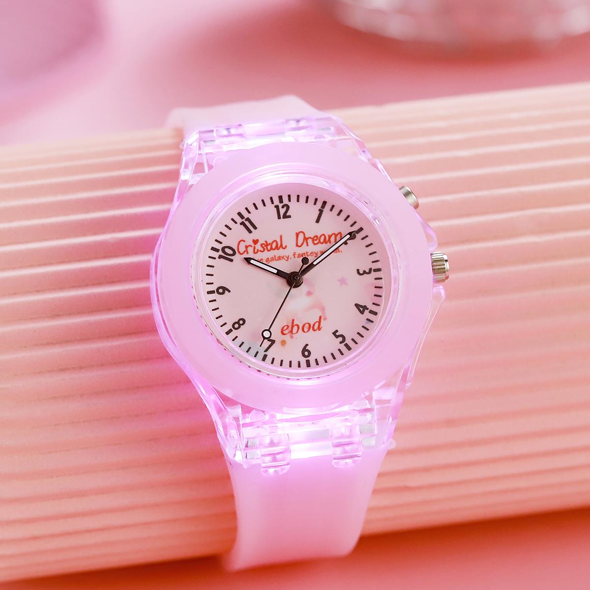 

New Silicone Strap Luminous Watch Fashion Brilliant Quartz Watch for Christmas and Halloween Gifts розовый