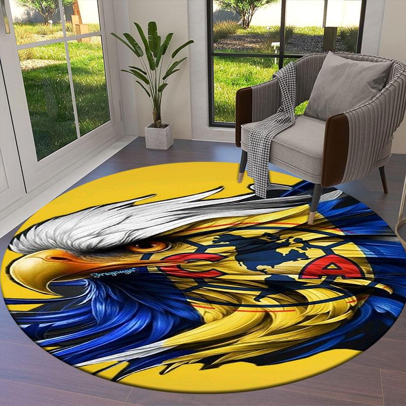 Club de Futbol América Round Area Rug,Carpet Rug for Living Room Bedroom Sofa Playroom Decor,Non-slip Floor Mat