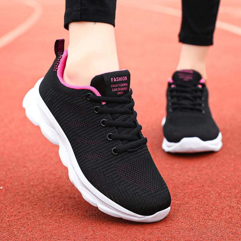 Black Non-slip Women's Shoes, Non-slip and Light Running Sports Shoes, Breathable Casual Travel Shoes, Comfortable Work Shoes