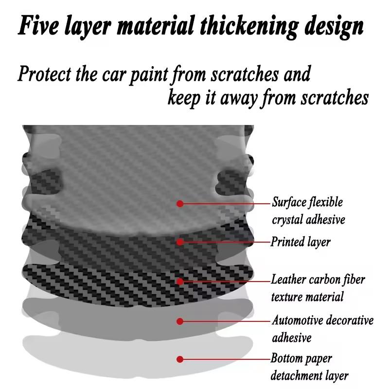 8PCS Carbon Fiber Pattern Car Door Bowl Protective Stickers Door Handle Anti-Scratch Stickers Drop Glue Anti-Collision Strips Pa