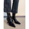 High Heel Pointed Short Boots Slim Heel Elastic Boots Women's Soft Leather Zipper Skinny Boots