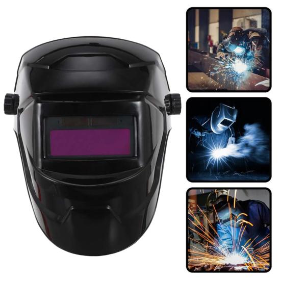 Solar Powered Auto Darkening Welding Helmet with LCD Lens 180-Degree Adjustable Heat-Resistant Welder Helmet