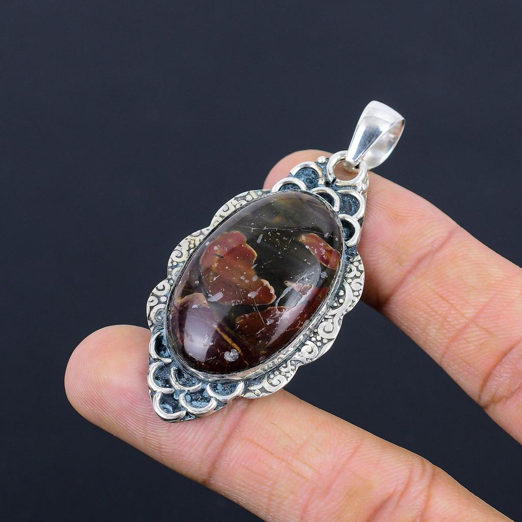 Halloween Sale 925 Sterling Silver Natural Polychrome Jasper New Pendant Jewelry