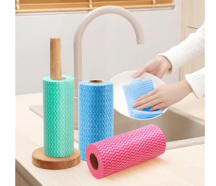 Set of 3 Rolls of All-purpose Disposable Cloths, Practical and Reusable Wipes for Kitchen Cleaning