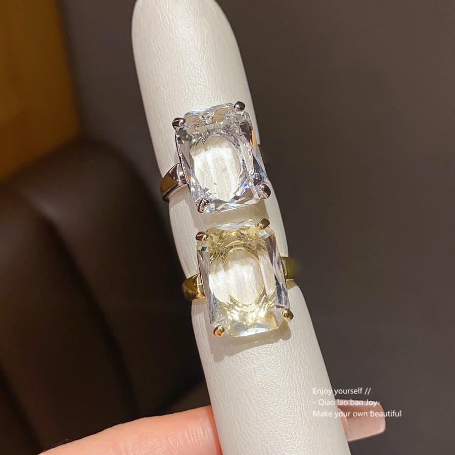 Geometric Square Zircon Ring For Women With 14k Gold Plating Elegant Fashion Jewelry