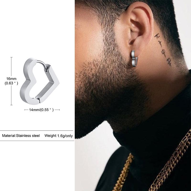 Geometric Octagon Hoop Earrings for Men, Hexagon Hoops, Stainless Steel Honeycomb Hoops Minimalist Earrings Men Jewelry